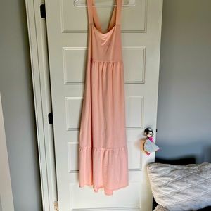 Peach criss cross back maxi dress